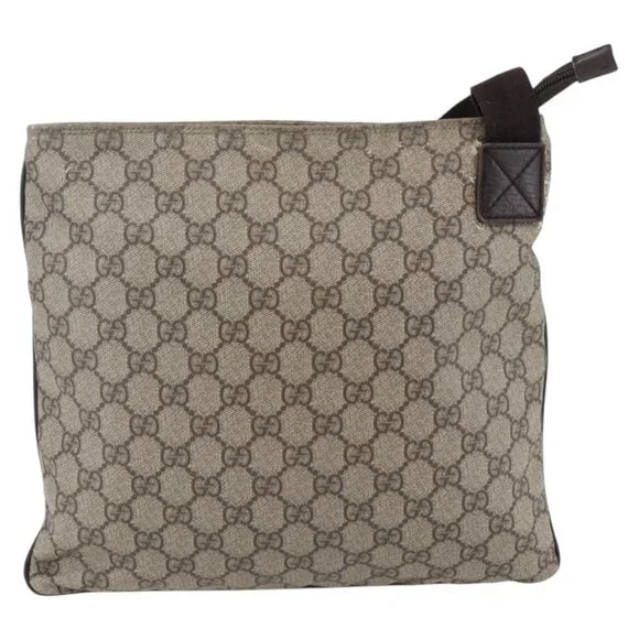 GUCCI GG Supreme Shoulder Bag PVC Beige Silver Auth 151520 - Picture 3 of 16